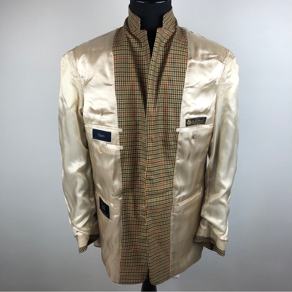 Hart Schaffner Marx Gold Trumpeter Blazer Sz 41L Loro Piana Houndstooth Cashmere - Picture 8 of 13